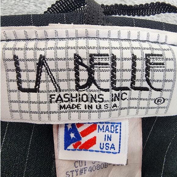 Vintage LA BELLE Dress Womens 3 Juniors Black Pin Striped Embroidered Party - Picture 6 of 11